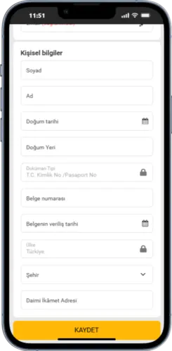 KYC için kimlik ve kişisel bilgilerin doğrulandığı ekran